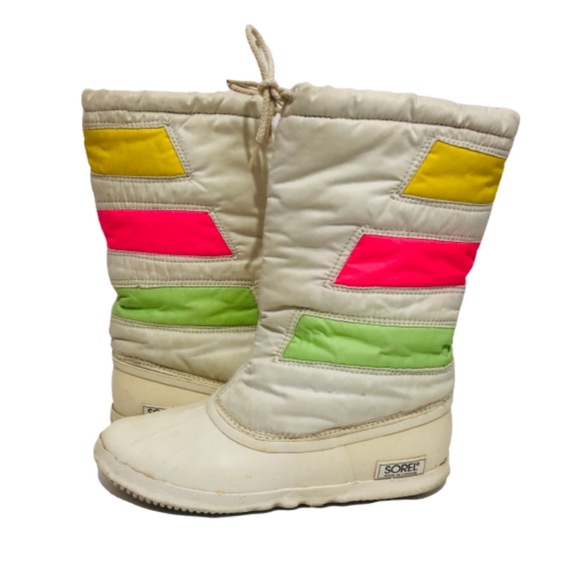 Sorel Shoes - Vintage 80s Sorel Waterproof Winter Boots Neon 8